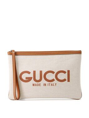 Gucci Clutch Canvas Leather Print